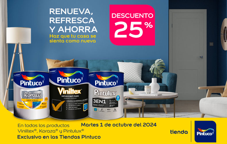 Términos y condiciones Descuento 25% Viniltex, Koraza y Pintulux